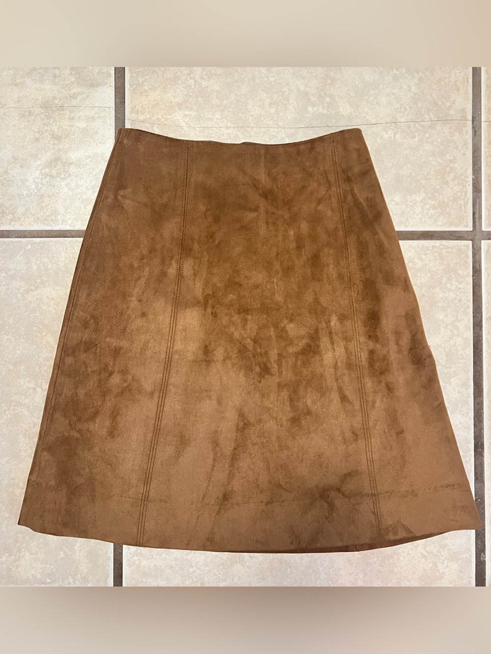 Aritzia Babaton Dark Camel Faux Suede Skirt